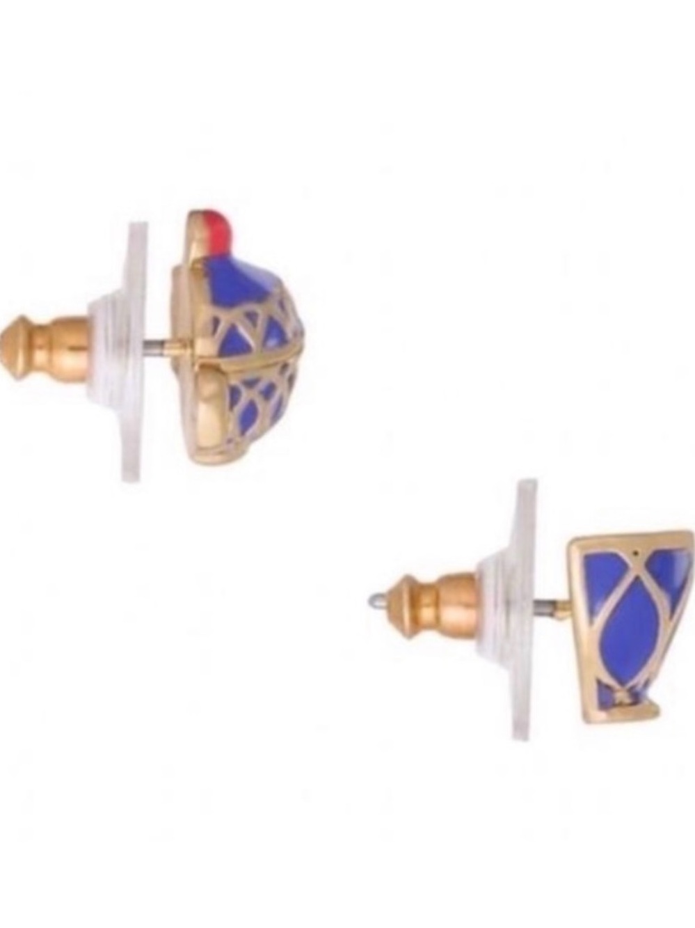 Kate Spade “Tea Time” blue & gold teapot & teacup stud earrings - Picture 2 of 5